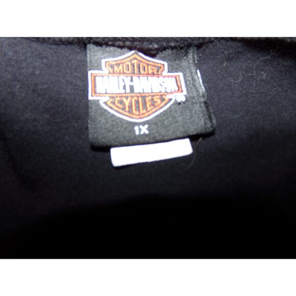 Official Harley Davidson Motor Cycles  black tank top 1X skull red‎ crystals - Picture 3 of 3
